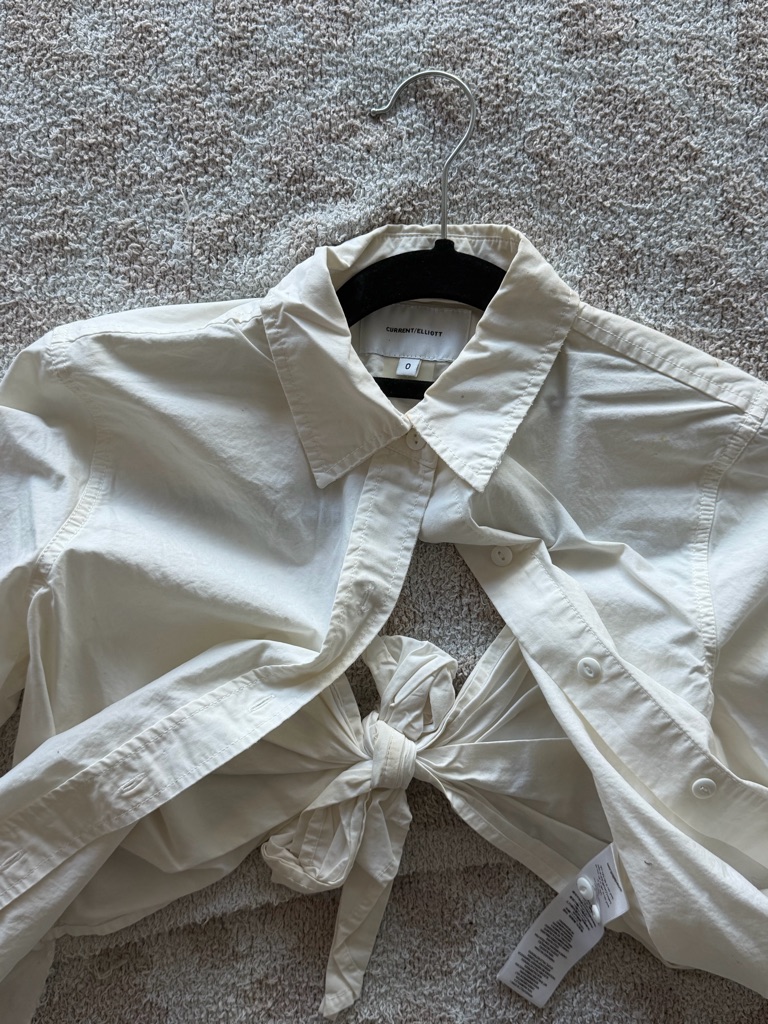 Current/Elliott Cream Collared Button-Up Shirt